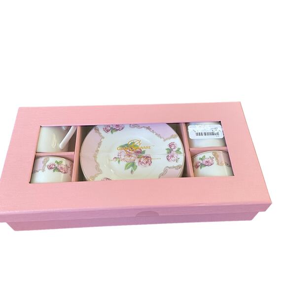 GRACE TEAWARE Spring Pink Floral Set of 4 Porcelain Espresso Cups Saucers NEW - Picture 7 of 10
